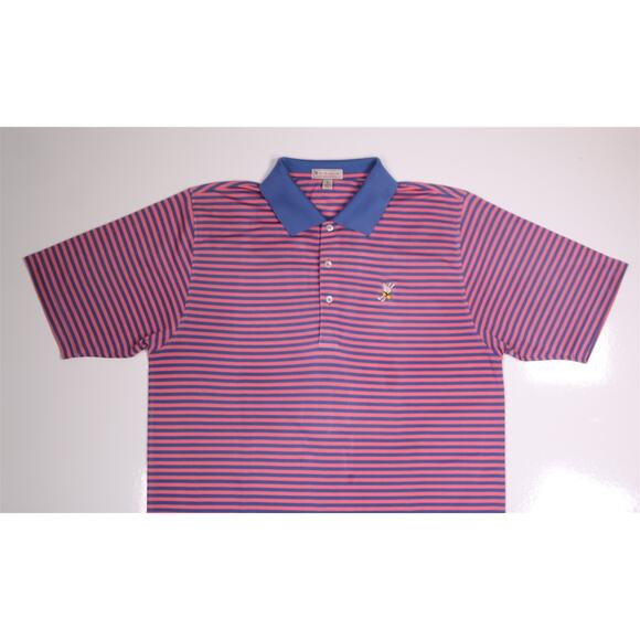 Peter Millar Winged Foot Golf Summer Comfort Blue Pink Striped Polo Shirt XL - Picture 4 of 7